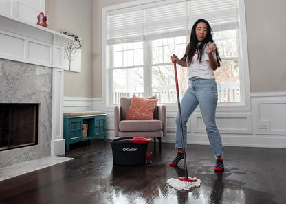 O-Cedar_EasyWring_Microfiber_Spin_Mop_&_Bucket_Floor_Cleaning_System_+_2_Extra_Refills,_Red/Gray