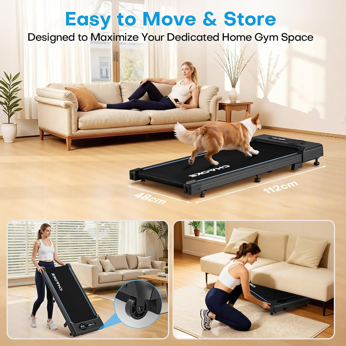 CHAOKE_Walking_Pad_Treadmill_for_Home,_6.2MPH_Under_Desk_Walking_Pad_with_9%_Incline_for_Office_Small_Spaces,_2.75HP_Quiet_Running_Machines,_Remote_Control,_330LBS_Capacity,_12_HIIT_Programs