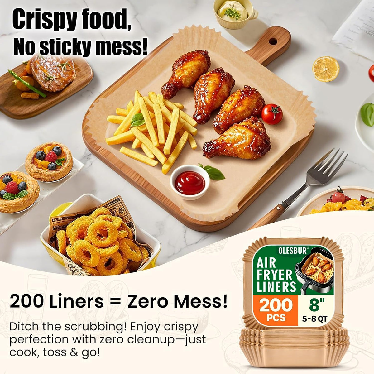 OLESBUR_Air_Fryer_Liners_Disposable,_200Pcs_8_Inch_Airfryer_Paper_Liners,_Unbleached_Parchment_Paper_for_Air_Fryer_Basket,_Non-Stick_Air_Fryer_Accessories,_Liners_for_Baking,_Parchment_Paper_Sheets
