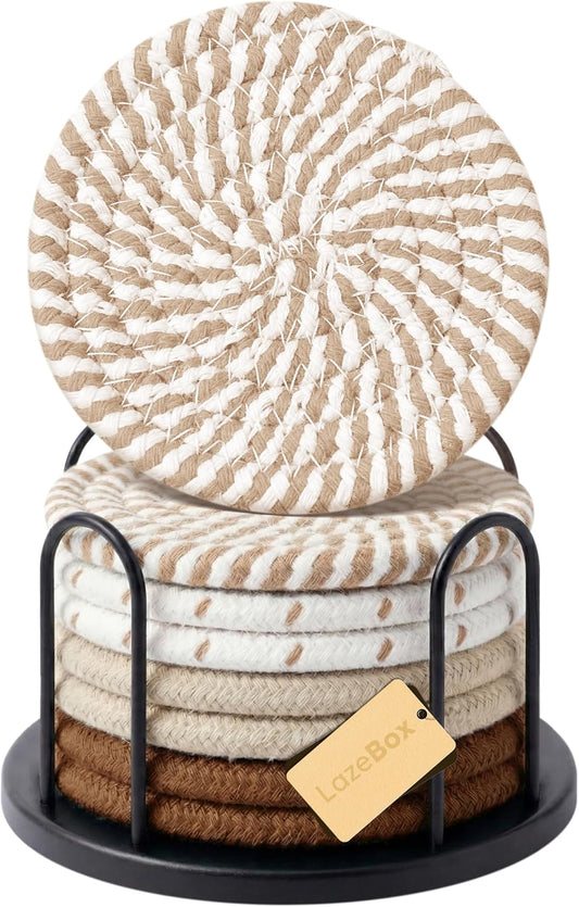 Lazebox_Coasters_Set_of_8_for_Drinks,_4_Inch_Large_Coasters_for_Coffee_Table,_Tabletop_Protection_for_Hot_&_Cold_Drinks,_Versatile_Coasters_for_Home_Decor,_Non-Slip_&_Easy_to_Clean,_Coffee