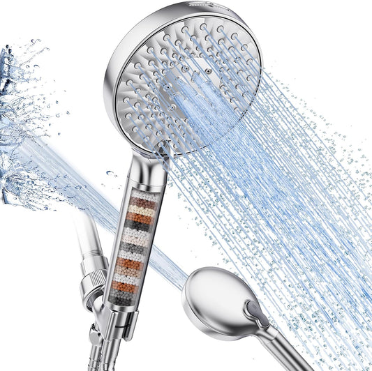 SR_SUN_RISE_Filtered_Shower_Head_with_Handheld_High_Pressure_9_Spray_Mode_Showerhead_Detachable_Shower_Head_Water_Softener_Filters_Beads_for_Hard_Water_Remove_Chlorine_1_Filter_Bright_Silver