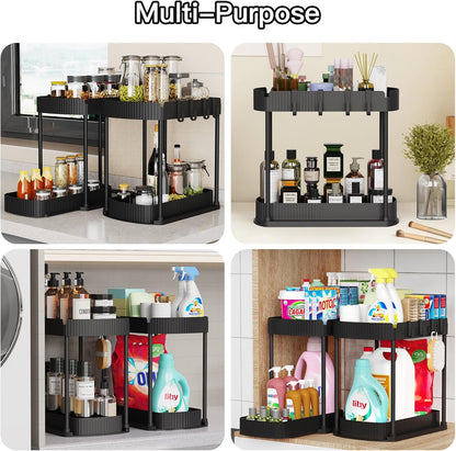 2_Packs_Under_Sink_Pull-Out_Storage_Organizers,_12.8_Inches,_Black