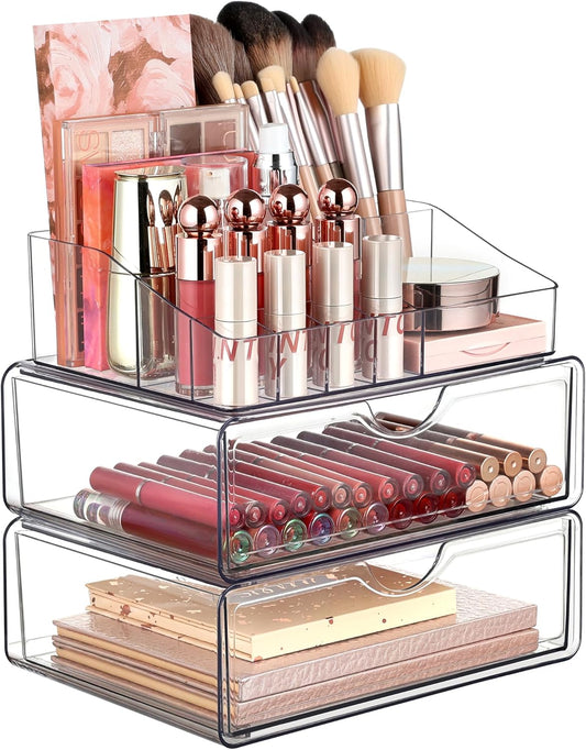 Vtopmart_3_Tier_Clear_Makeup_Organizer_with_2_Drawers