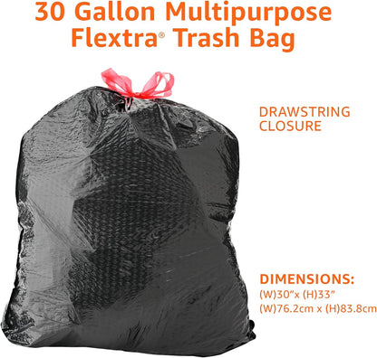 Amazon_Basics_30_Gallon_Flextra_Strength_Multipurpose_Drawstring_Trash_Bags,_20%_Post_Consumer_Recycled_Material,_Tear_Resistant,_Black,_50_Count