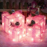 Set Christmas Lighted Gift Boxes, Battery Operated Xmas Decor