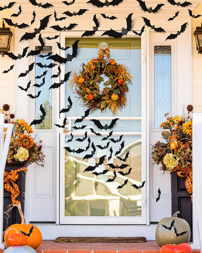 120_Pcs_3D_Halloween_Decorations_Bats_Decor,5_Sizes_Bats_Wall_Decor_Indoor