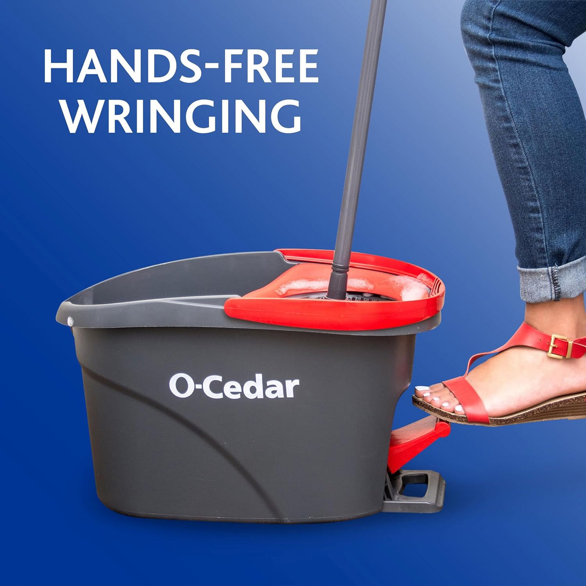 O-Cedar_EasyWring_Microfiber_Spin_Mop_&_Bucket_Floor_Cleaning_System_+_2_Extra_Refills,_Red/Gray