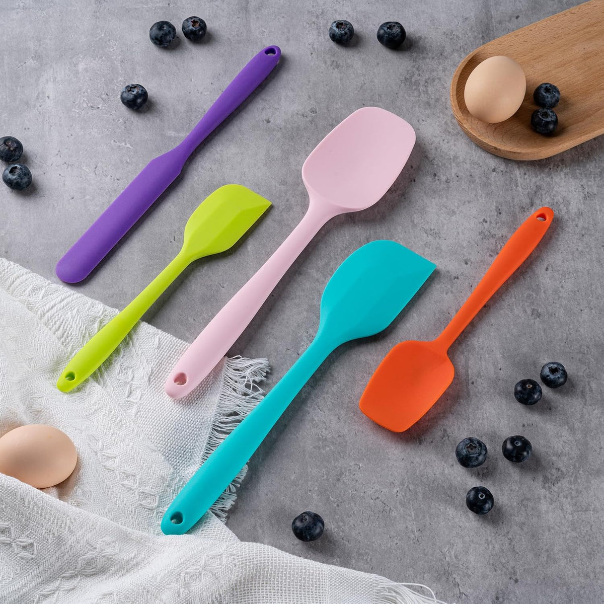 Silicone_Spatula_Set,5_Piece_Food_Grade_Rubber_Spatulas,Multicolor