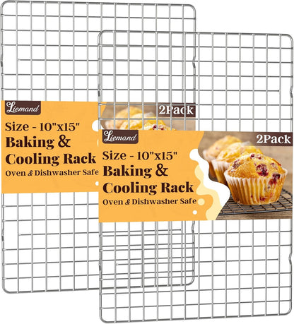 2_PCS_Grid_Wire_Baking_Cooling_Racks,_10"_x_15",_Silver