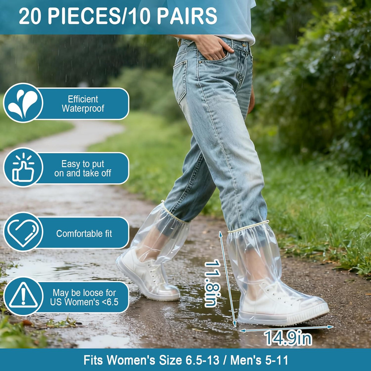 20Pcs_Waterproof_Shoe_Upper_Protector,Outdoor_Shoe_Protection_Cover,_L_Size