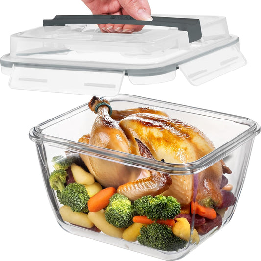 Razab_17_Cups_/_132_Oz_/_3900ml_Large_Glass_Food_Storage_Containers_with_Lids_-_Leakproof,_BPA-Free_Large_Meal_Prep_Container_Ideal_for_Roasting_Turkey,_Store_Leftover_-_Microwave_&_Oven_Safe
