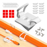Adjustable Elastic Adhesive Cable Clips, Wire Management Holder, Cord Organizer for Home Office, Under Desk, Behind TV, Phone Charger, Laptop, PC, HDMI, USB