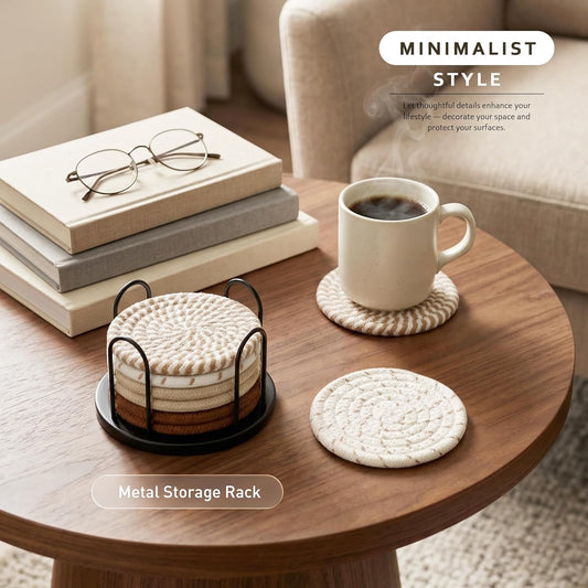 Lazebox_Coasters_Set_of_8_for_Drinks,_4_Inch_Large_Coasters_for_Coffee_Table,_Tabletop_Protection_for_Hot_&_Cold_Drinks,_Versatile_Coasters_for_Home_Decor,_Non-Slip_&_Easy_to_Clean,_Coffee