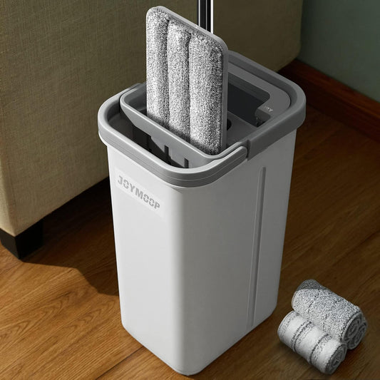 JOYMOOP_Wall_Mop_and_Bucket_Set,_Hands-Free_Flat_Floor_Mop_with_3_Washable_Microfiber_Pads,_Wet_and_Dry_Use,_Ideal_for_Home_and_Commercial_Floor_Cleaning