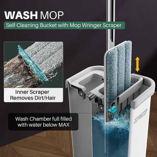 JOYMOOP_Wall_Mop_and_Bucket_Set,_Hands-Free_Flat_Floor_Mop_with_3_Washable_Microfiber_Pads,_Wet_and_Dry_Use,_Ideal_for_Home_and_Commercial_Floor_Cleaning