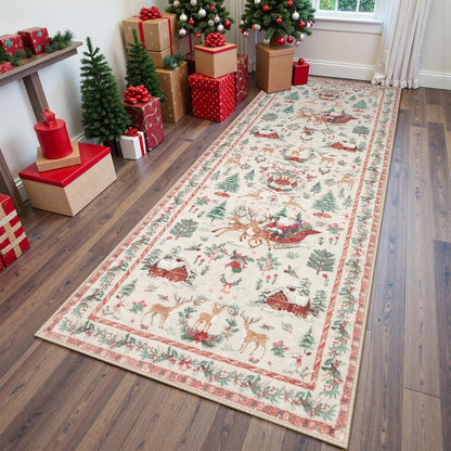Lahome_Christmas_Runner_Rug_2x8_Beige_Rug_Runners_for_Hallways_Non_Slip,Washable_Kitchen_Bathroom_Runner_Rug,Soft_Christmas_Tree_Santa_Claus_Carpet_Runner_for_Entryway_Holiday_Decor(2'x8',Beige)