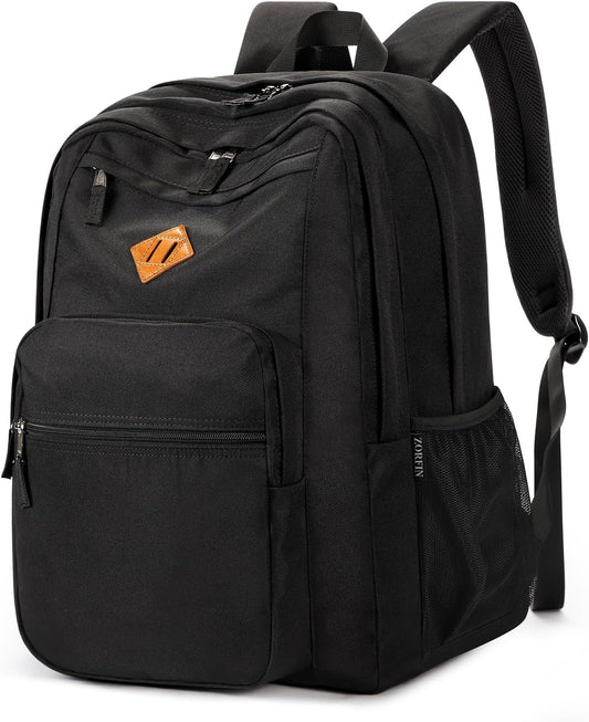 ZORFIN_26L_Black_Backpack_for_College,_and_Travel:_Water_Resistant_Bookbag