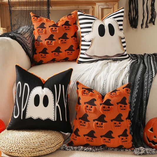 TOYPOPOR_Halloween_Pillow_Covers_18x18_2Pcs_Ghost_Pumpkin_Fall_Home_Decor