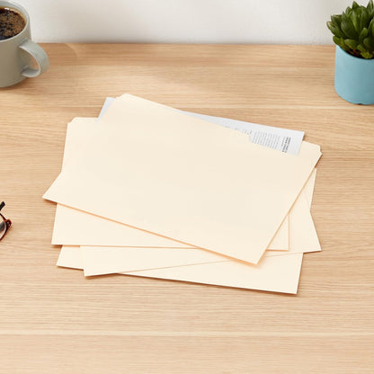 Amazon_Basics_Sturdy_File_Folders_with_Reinforced_Tabs_for_Filing_and_Organization,_1/3-Cut_Tab,_Assorted_Positions,_Letter_Size,_8.5x11_inches,_Manila,_100-Pack