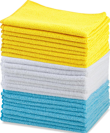 Amazon_Basics_Microfiber_Cleaning_Cloths,_Ultra_Absorbent,_Lint_Free,_Streak_Free,_Non-Abrasive,_Reusable_and_Washable,_16"_x_12",_Blue/White/Yellow,_Pack_of_24