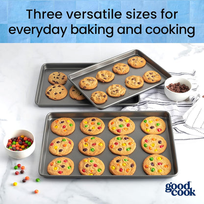GoodCook_Everyday_Nonstick_Baking_Sheet_Set,_3_Pack_Includes_Small_(13×9)_Medium_(15×1)_and_Large_(17×11)_Pans_Carbon_Steel_Construction_Cookie_Sheets_Bakeware_Set,_Gray