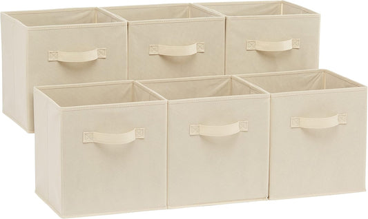 Amazon_Basics_Collapsible_Fabric_Storage_Cubes_Organizer_with_Handles,_Sturdy_Storage_Bins_for_Organization,_10.5"_x_10.5"_x_11",_Beige,_6-Pack