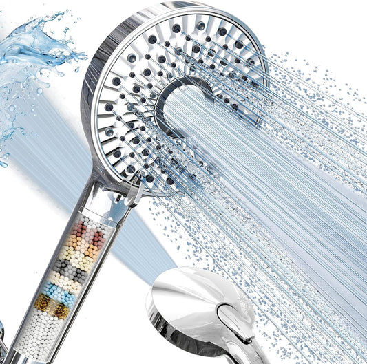 Magichome_Filtered_Shower_Head_w/Handheld,Detachable_Chrome&Stainless_Hose