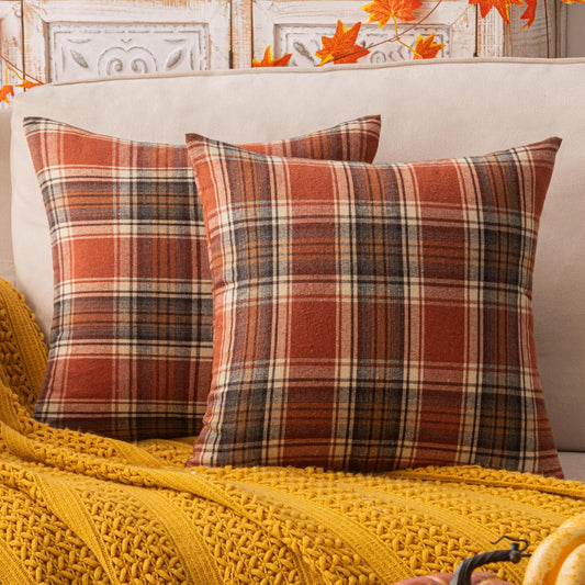 AQOTHES_Fall_Plaid_Orange_Throw_Pillow_Covers_18x18_Inch_Set_of_2