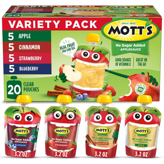 Mott's_No_Sugar_Added_Applesauce_Variety_Pack,_3.2_Oz_Pouches,_20_Count
