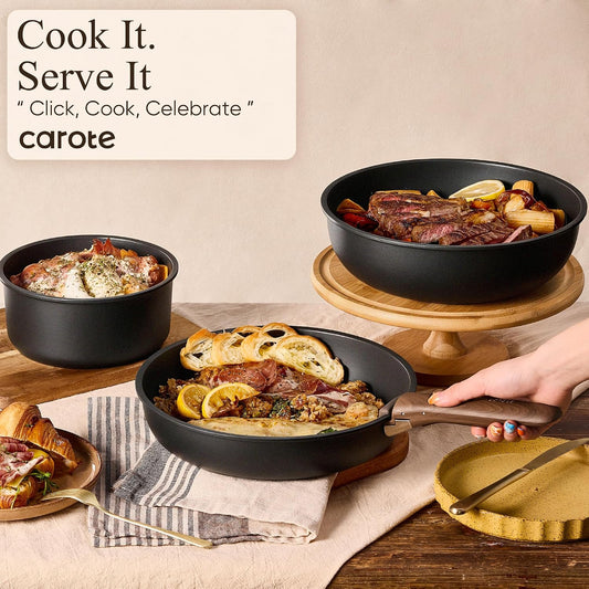 CAROTE_21pcs_Pots_and_Pans_Set_Non_Stick,_Detachable_Handle_Cookware,_Black