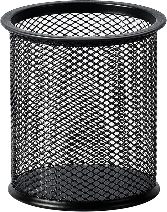 Amazon_Basics_Wire_Mesh_Pen_Holder,_Pencil_Cup_Desk_Organizer_for_Stationery,_Scissors,_Office_Caddy_Storage,_3.7"_x_3.3",_Black