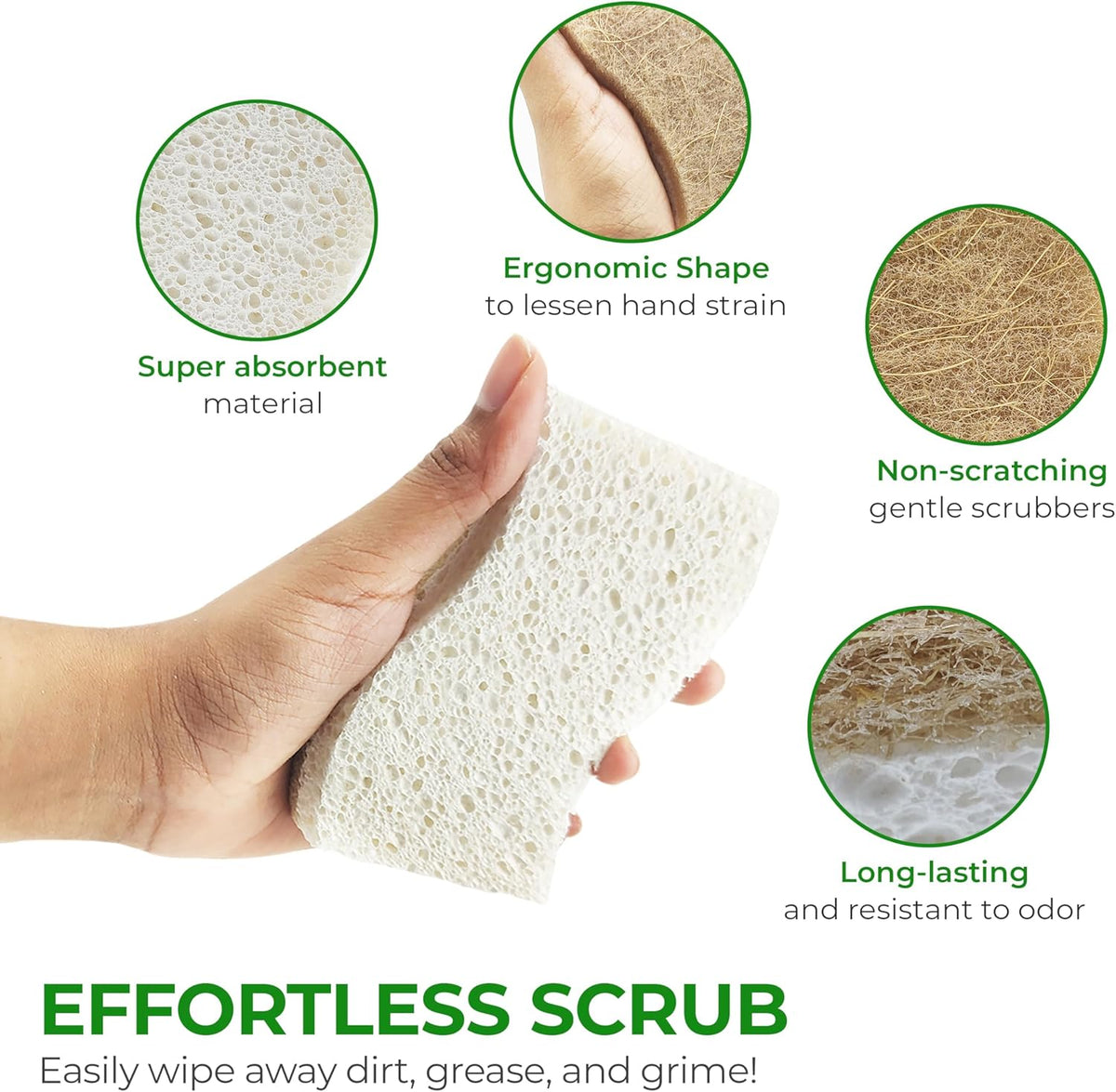 AIRNEX Minimal Waste Dish Sponge for Clean Counters, Breathable Biodegradable Sponge 12-Pack