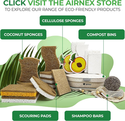 AIRNEX Minimal Waste Dish Sponge for Clean Counters, Breathable Biodegradable Sponge 12-Pack