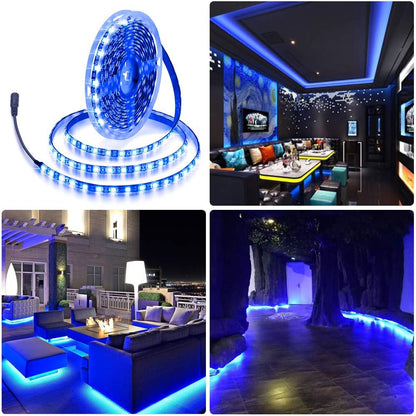 ALITOVE Minimal Blue LED Accent Strip for Modern Interior Edges, 16.4ft Cuttable 12V Flexible