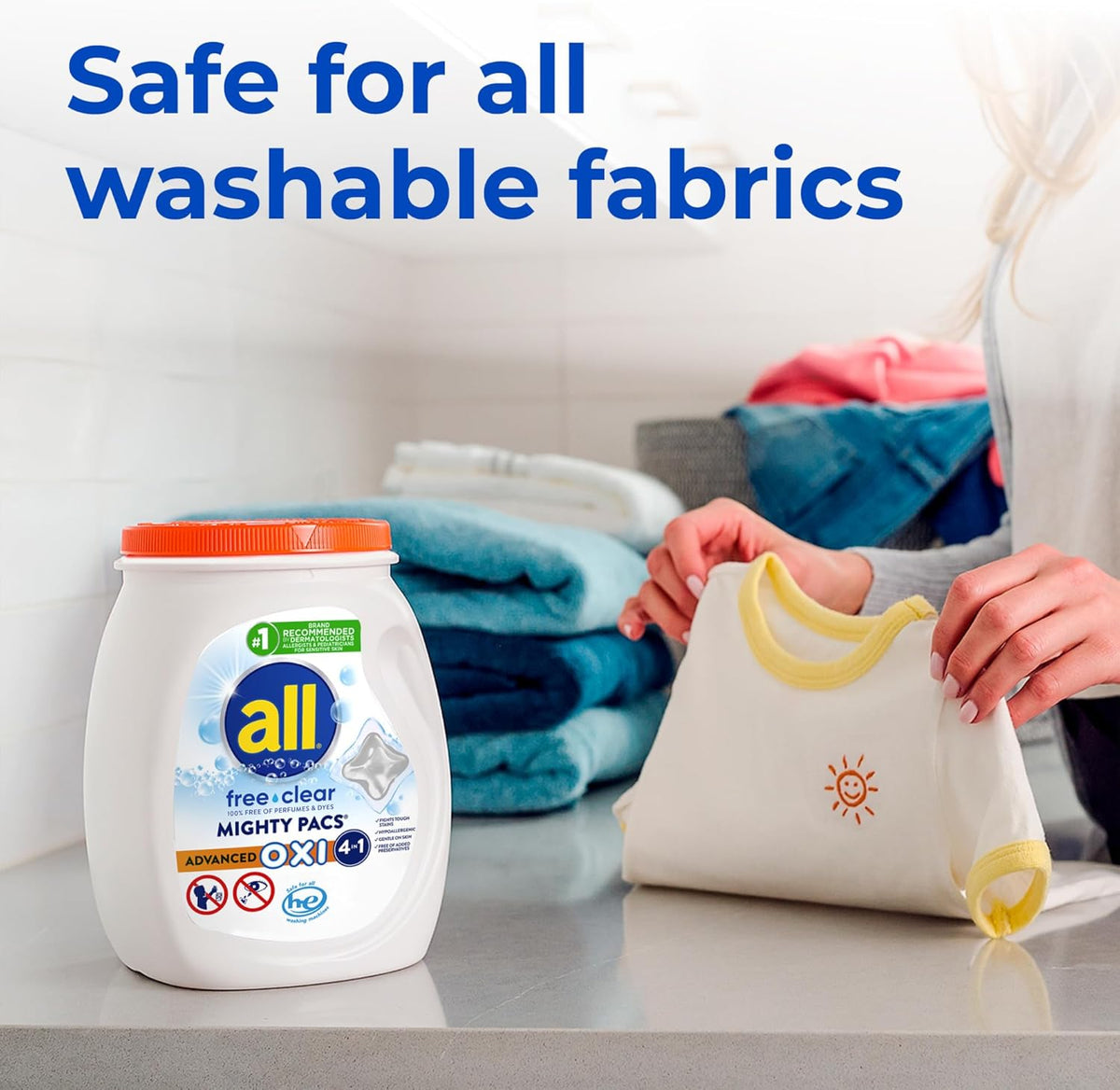 all Free Clear Mighty Pacs with OXI – Nursery and Kids Room Laundry for Tough Stains, Pediatrician Recommended, 56 Count