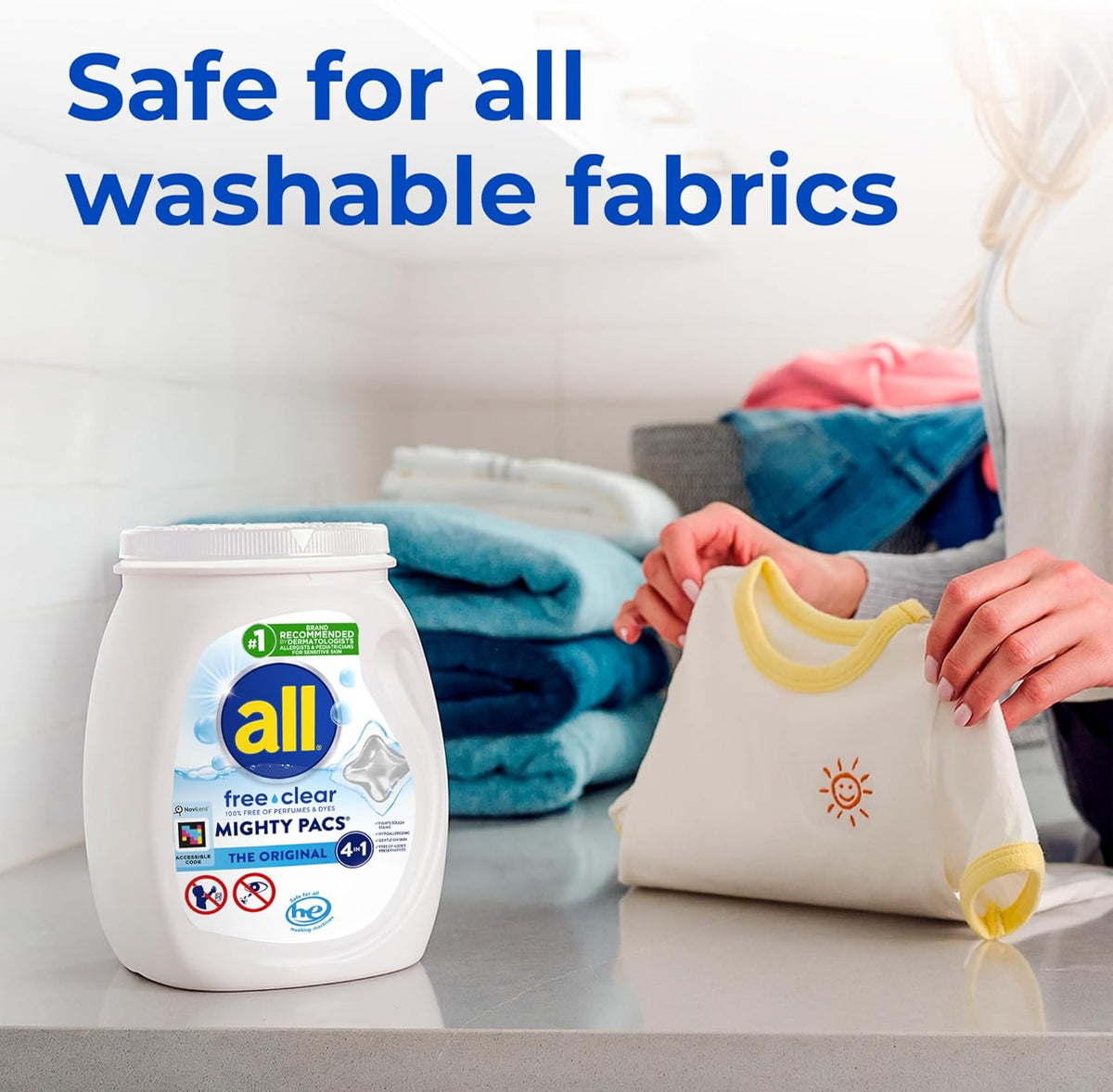 All Mighty Pacs Free Clear – Fragrance-Free Laundry Detergent for Mindful Wellness Rituals at Home