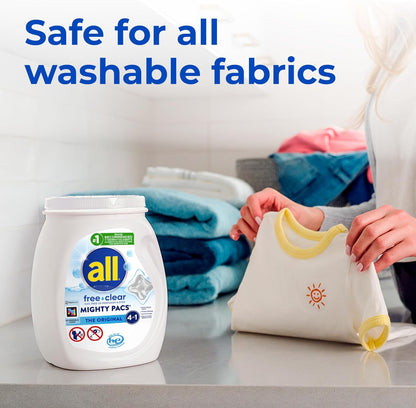 All Mighty Pacs Free Clear – Fragrance-Free Laundry Detergent for Mindful Wellness Rituals at Home