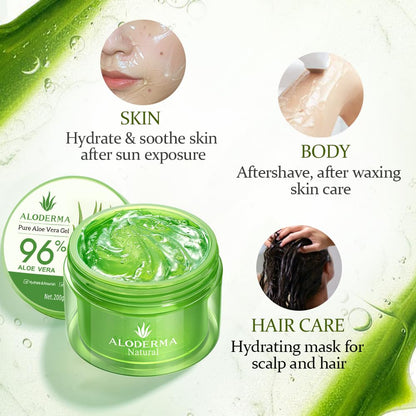 Aloderma Aloe Vera Gel – Trail-Ready Hydration for Hikers & Swimmers, Multi-Use After-Sun Gel