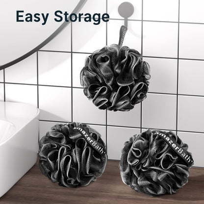 AmazerBath Bath Sponge Trio – Less-Is-More Shower Tool with Quick-Dry Storage for Small Spaces