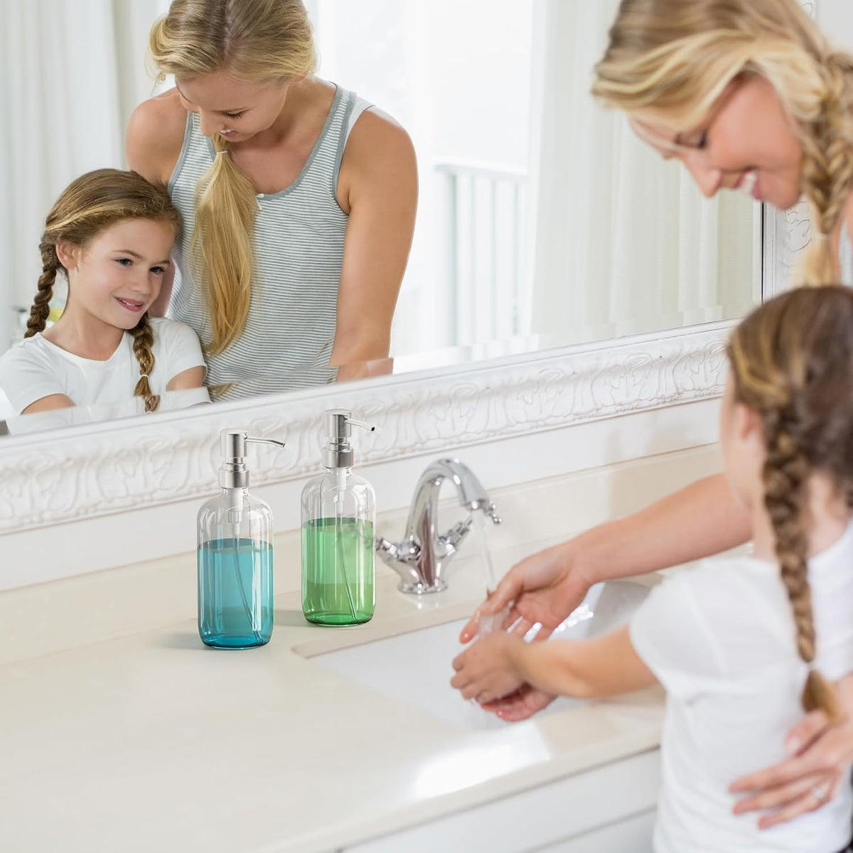 AmazerBath Designer Glass Hand Soap Holder – Refined Detail for Powder Rooms and Luxury Guest Suites