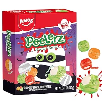 Amos Halloween Body Part Gummies – Hygienic Single-Serve Candy for Children's Birthday Parties, Classroom Goody Bags & Doorstep Treats