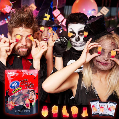 Amos Halloween Body Part Gummies – Hygienic Single-Serve Candy for Children's Birthday Parties, Classroom Goody Bags & Doorstep Treats