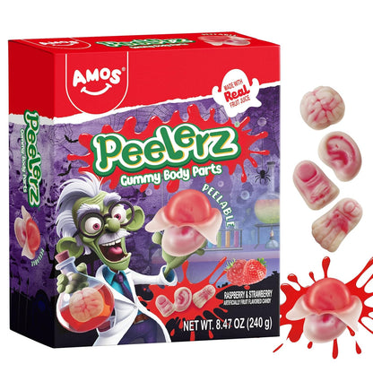 Amos Halloween Body Part Gummies – Hygienic Single-Serve Candy for Children's Birthday Parties, Classroom Goody Bags & Doorstep Treats