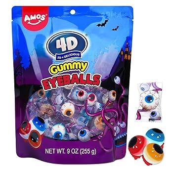 Amos Halloween Body Part Gummies – Hygienic Single-Serve Candy for Children's Birthday Parties, Classroom Goody Bags & Doorstep Treats