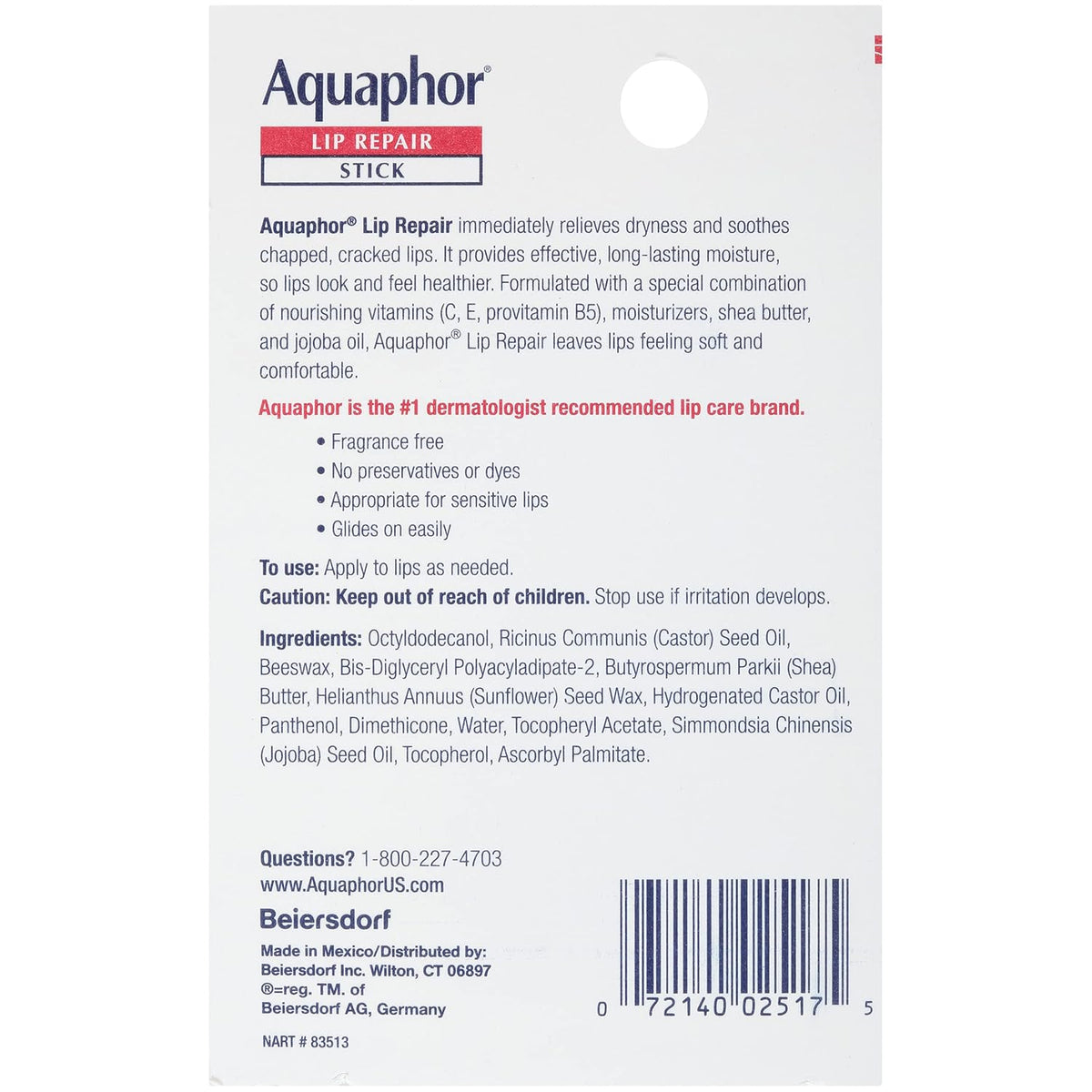 Aquaphor Lip Repair Stick with Jojoba Oil and Shea Butter – Portable Lip Balm for Patio and Outdoor Dining Days, 4-Pack