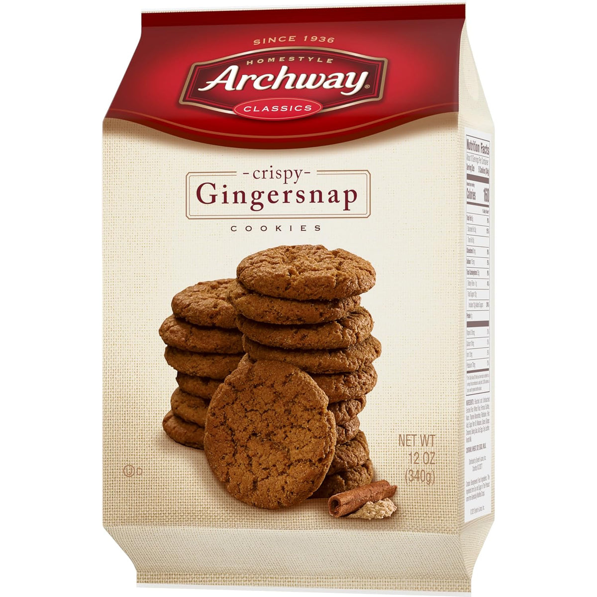 Archway Gingersnap Cookies, 12 oz Subscription Snack for Steady Home Office Tea Pairing