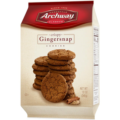 Archway Gingersnap Cookies, 12 oz Subscription Snack for Steady Home Office Tea Pairing