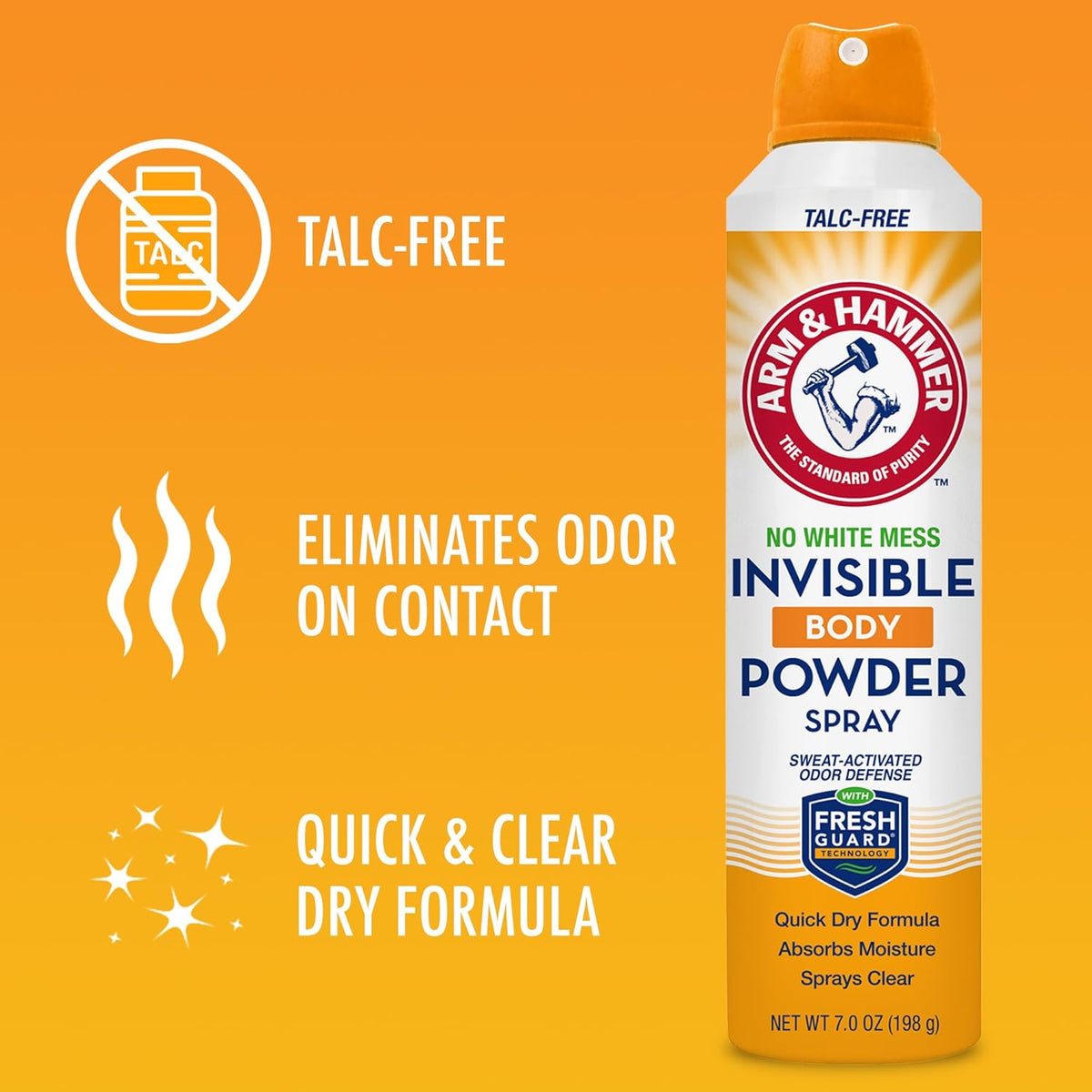 Arm & Hammer Invisible Body Powder Spray 3-Pack, Practical Self-Care Gift for Him and Her