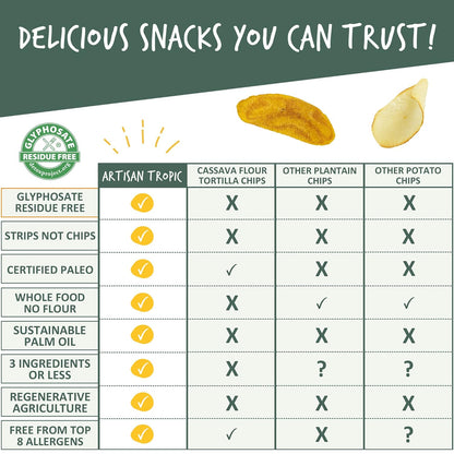 ARTISAN TROPIC Plantain Strips - Nutrient-Dense Crunch Snack for Desk-Side Wellness Breaks