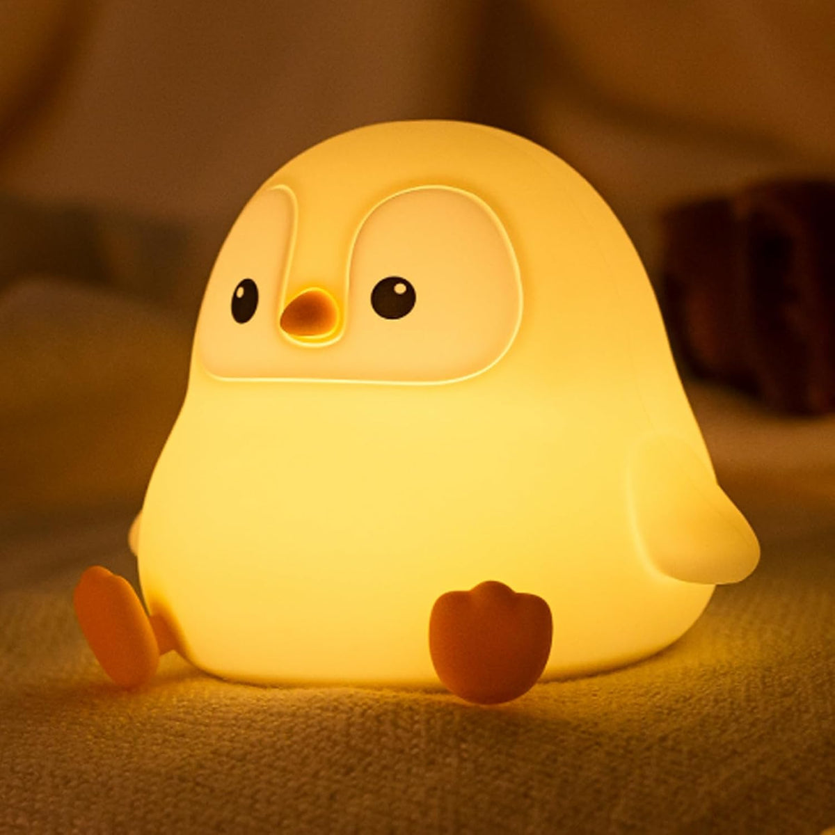 ATSUI Penguin Night Light Gift – Cute Housewarming and Valentine's Present for Her, Dimmable Silicone Bedside Lamp